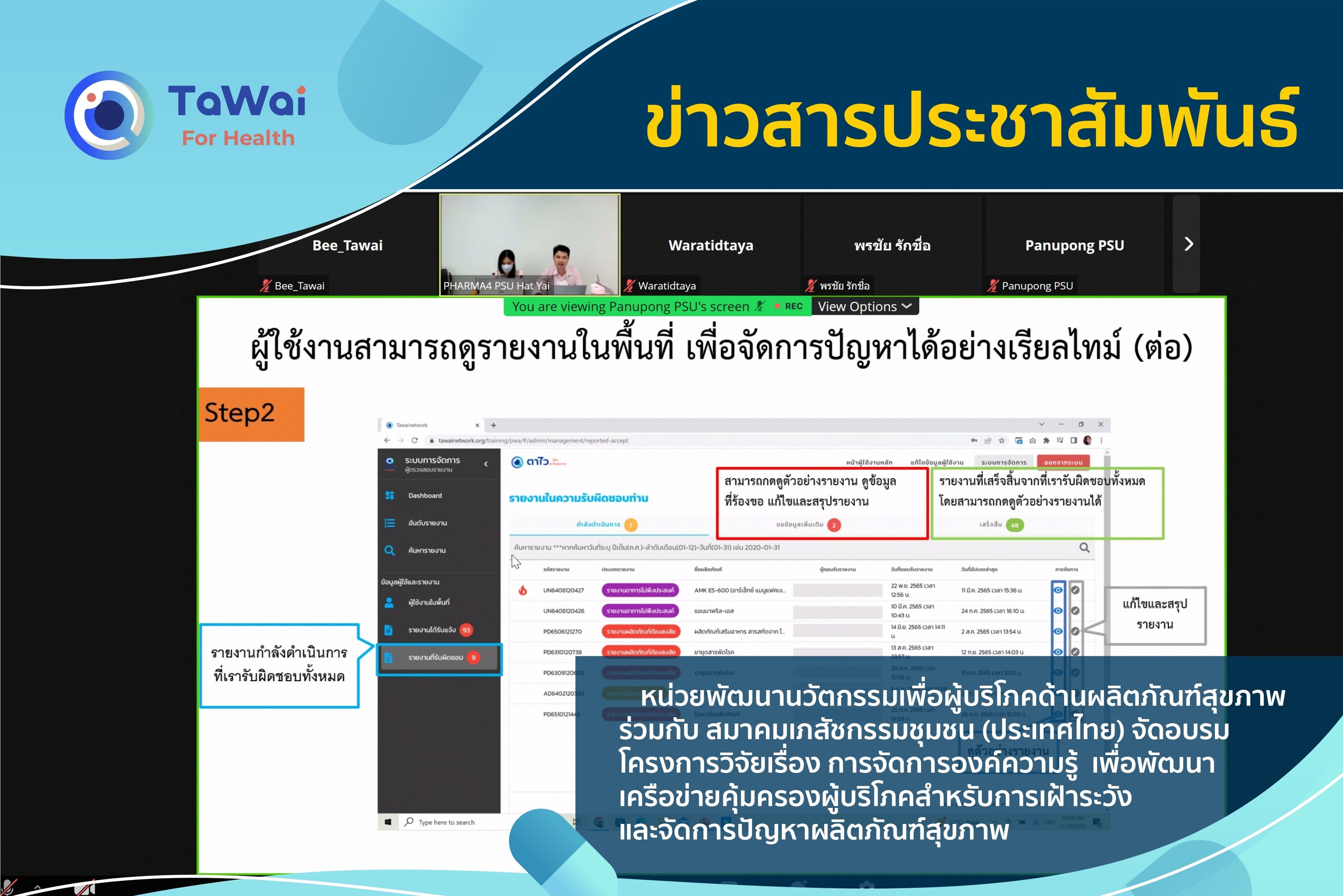 หน่วยพัฒนานวัตกรรมเพื่อผู้บริโภคด้านผลิตภัณฑ์สุขภาพร่วมกับ-สมาคมเภสัชกรรมชุมชน-ประเทศไทย-จัดอบรมโครงการวิจัยเรื่อง-การจัดการองค์ความรู้-เพื่อพัฒนาเครือข่ายคุ้มครองผู้บริโภคสำหรับการเฝ้าระวัง-